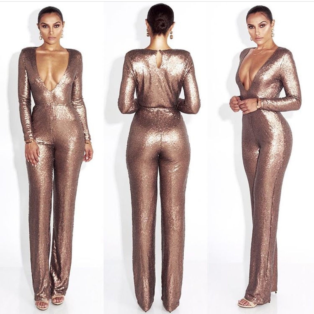 Deep Gold 1988 Statement Sequin Jumpsuit
